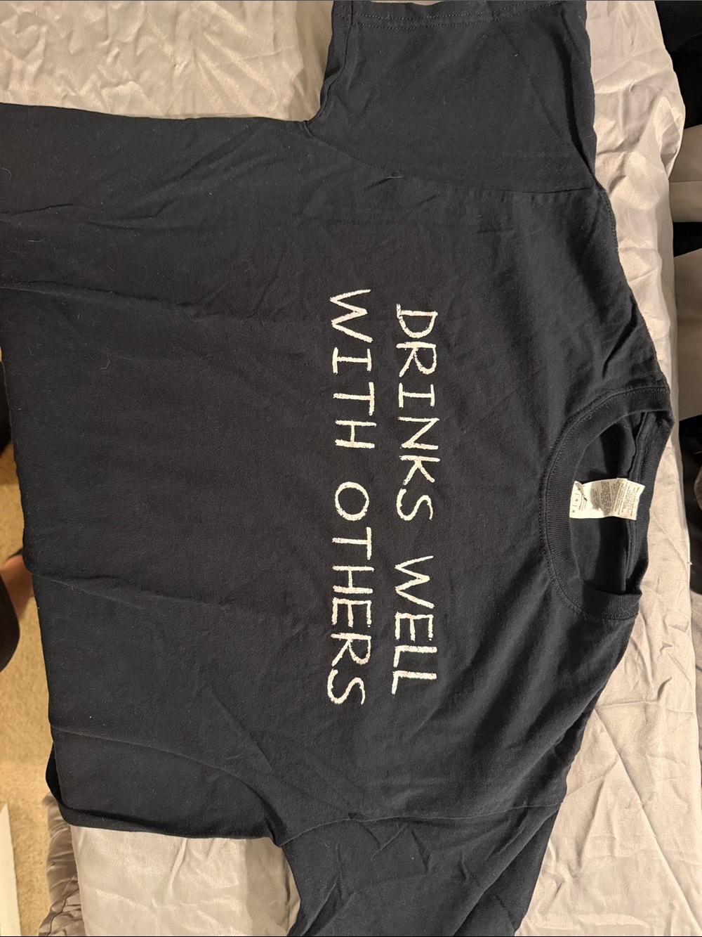 Gildan Black Short Sleeve Tee with White Text